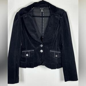 White House Black Market Blazer jacket Corduroy Buttons Black Size 8